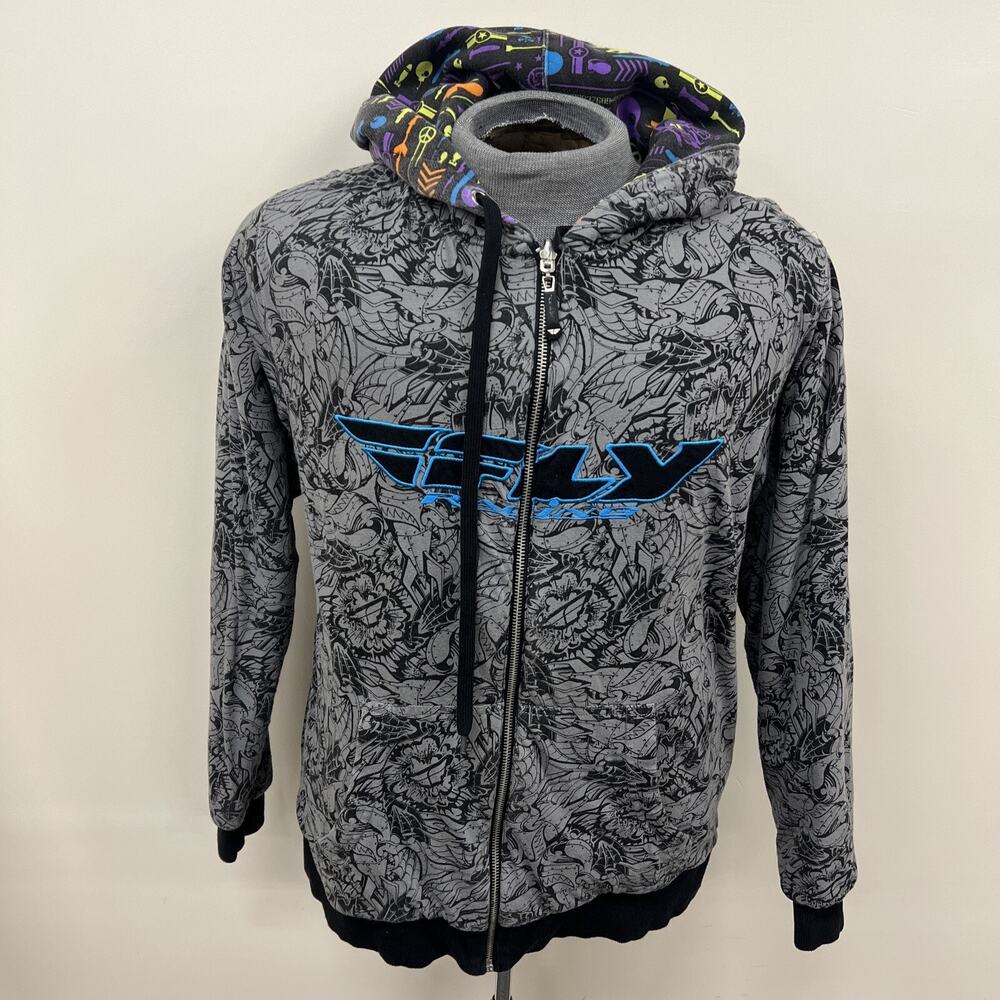 Fly Racing Hoodie Men Black Green Orange Purple Graphic Reversible Moto Charity